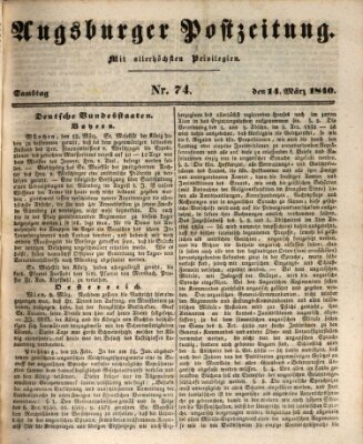 Augsburger Postzeitung Samstag 14. März 1840