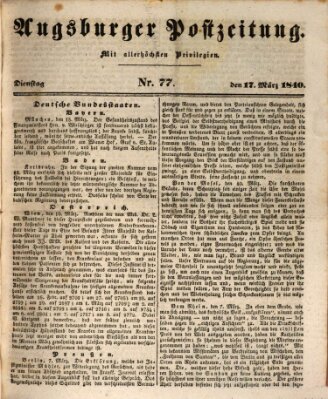 Augsburger Postzeitung Dienstag 17. März 1840