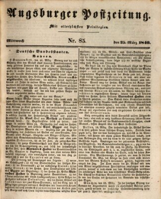 Augsburger Postzeitung Mittwoch 25. März 1840