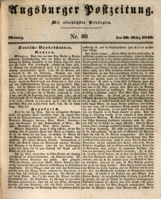 Augsburger Postzeitung Montag 30. März 1840