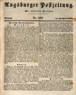 Augsburger Postzeitung Sonntag 12. April 1840