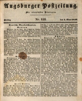 Augsburger Postzeitung Freitag 1. Mai 1840