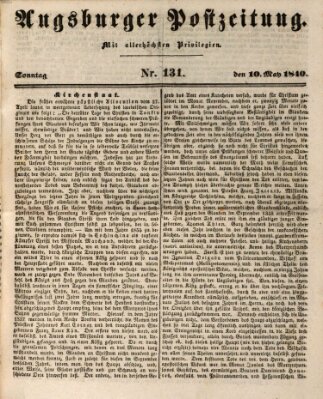 Augsburger Postzeitung Sonntag 10. Mai 1840