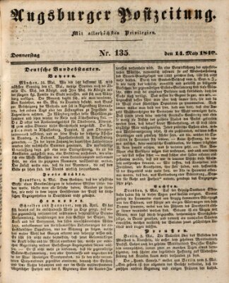 Augsburger Postzeitung Donnerstag 14. Mai 1840