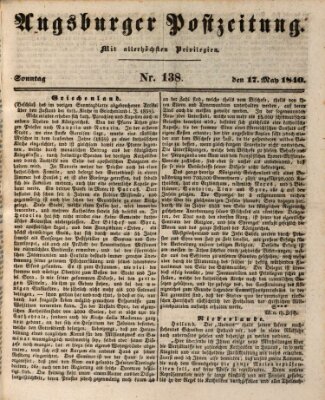 Augsburger Postzeitung Sonntag 17. Mai 1840