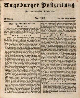 Augsburger Postzeitung Mittwoch 20. Mai 1840