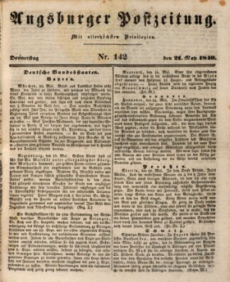 Augsburger Postzeitung Donnerstag 21. Mai 1840