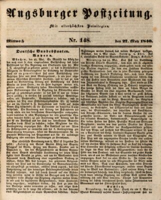 Augsburger Postzeitung Mittwoch 27. Mai 1840