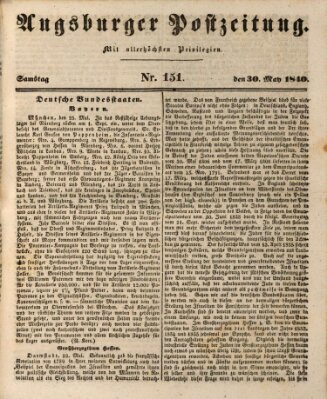 Augsburger Postzeitung Samstag 30. Mai 1840