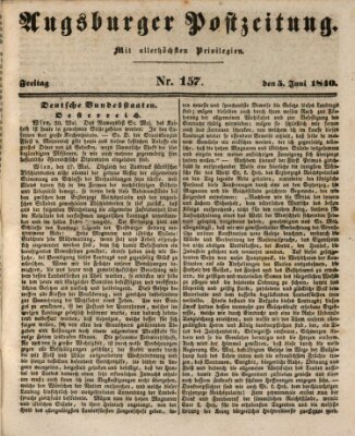 Augsburger Postzeitung Freitag 5. Juni 1840