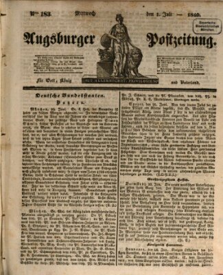 Augsburger Postzeitung Mittwoch 1. Juli 1840