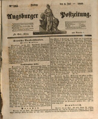 Augsburger Postzeitung Freitag 3. Juli 1840