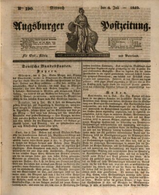 Augsburger Postzeitung Mittwoch 8. Juli 1840