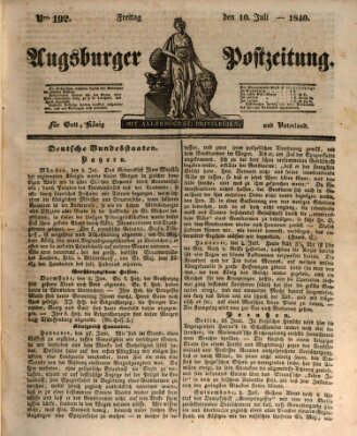 Augsburger Postzeitung Freitag 10. Juli 1840