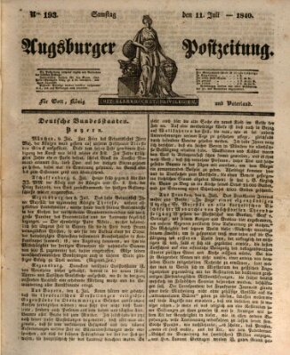 Augsburger Postzeitung Samstag 11. Juli 1840