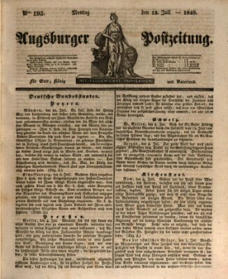 Augsburger Postzeitung Montag 13. Juli 1840