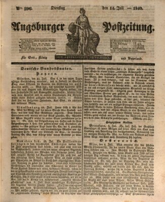 Augsburger Postzeitung Dienstag 14. Juli 1840