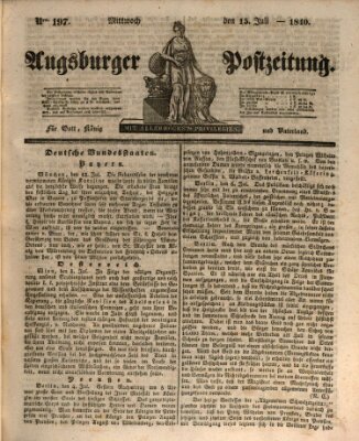 Augsburger Postzeitung Mittwoch 15. Juli 1840