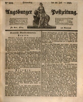 Augsburger Postzeitung Donnerstag 23. Juli 1840