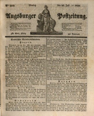 Augsburger Postzeitung Montag 27. Juli 1840