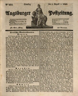 Augsburger Postzeitung Samstag 1. August 1840