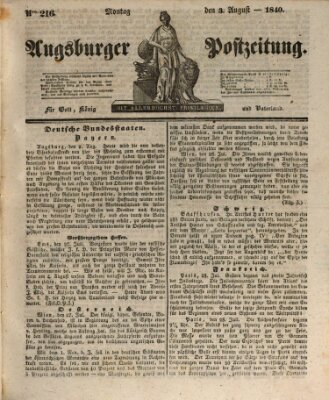 Augsburger Postzeitung Montag 3. August 1840