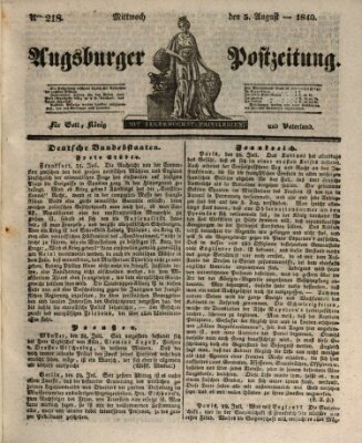 Augsburger Postzeitung Mittwoch 5. August 1840