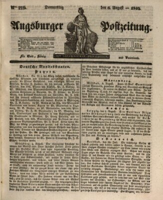 Augsburger Postzeitung Donnerstag 6. August 1840