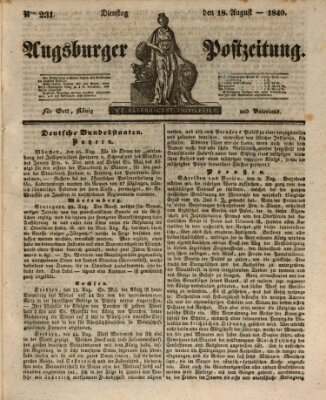 Augsburger Postzeitung Dienstag 18. August 1840