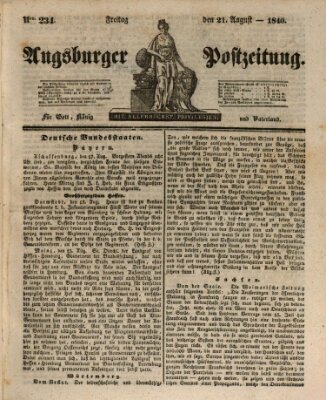 Augsburger Postzeitung Freitag 21. August 1840