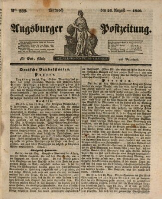 Augsburger Postzeitung Mittwoch 26. August 1840