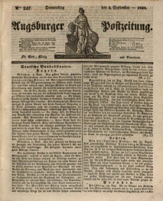 Augsburger Postzeitung Donnerstag 3. September 1840