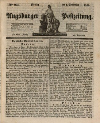 Augsburger Postzeitung Montag 7. September 1840