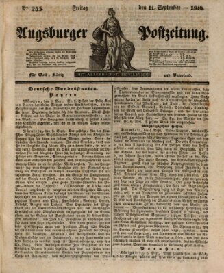 Augsburger Postzeitung Freitag 11. September 1840