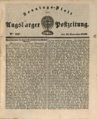 Augsburger Postzeitung Sonntag 13. September 1840