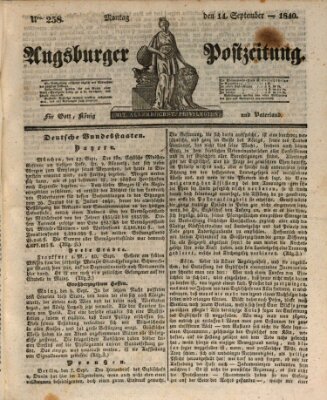 Augsburger Postzeitung Montag 14. September 1840