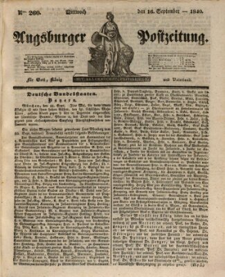 Augsburger Postzeitung Mittwoch 16. September 1840