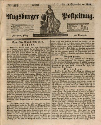 Augsburger Postzeitung Freitag 18. September 1840