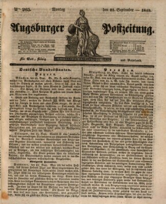 Augsburger Postzeitung Montag 21. September 1840