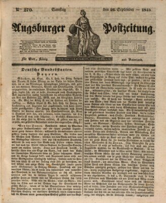 Augsburger Postzeitung Samstag 26. September 1840