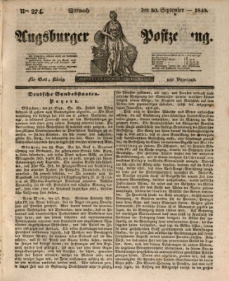 Augsburger Postzeitung Mittwoch 30. September 1840