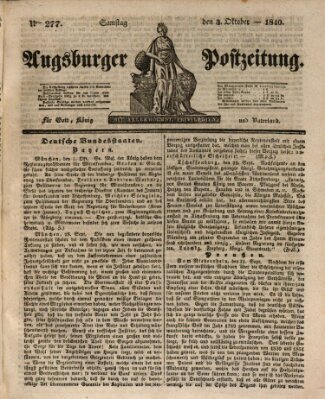 Augsburger Postzeitung Samstag 3. Oktober 1840