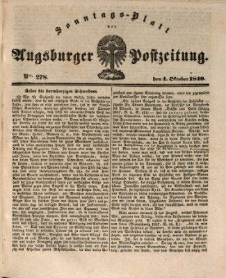 Augsburger Postzeitung Sonntag 4. Oktober 1840