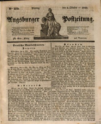 Augsburger Postzeitung Montag 5. Oktober 1840