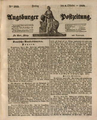 Augsburger Postzeitung Freitag 9. Oktober 1840