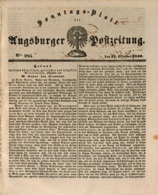 Augsburger Postzeitung Sonntag 11. Oktober 1840