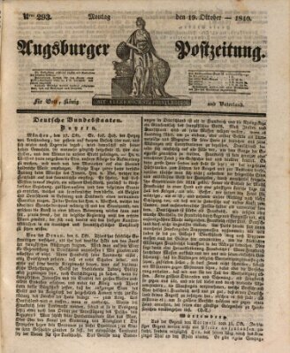 Augsburger Postzeitung Montag 19. Oktober 1840