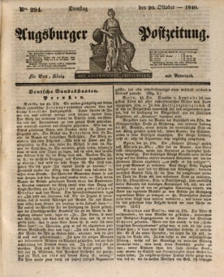 Augsburger Postzeitung Dienstag 20. Oktober 1840