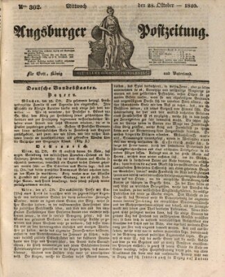 Augsburger Postzeitung Mittwoch 28. Oktober 1840