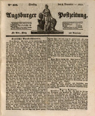 Augsburger Postzeitung Dienstag 3. November 1840